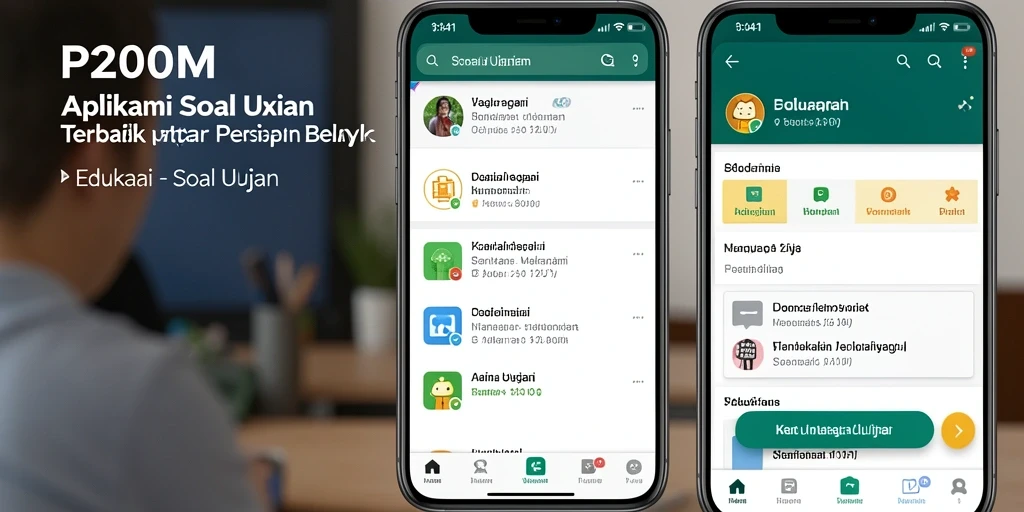 Tampilan antarmuka P200M yang menarik dan interaktif untuk soal ujian.