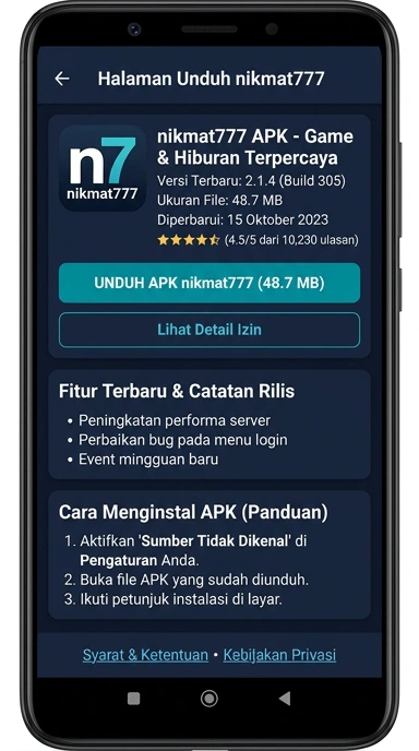 Tampilan halaman APK nikmat777