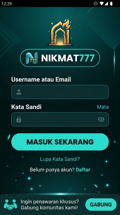 Tampilan halaman login nikmat777